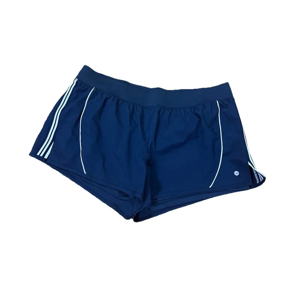 AVIA WOMENS SIZE 2XL BLUE ELASTIC WAISTBAND BIKER‎ LINER RUNNING SHORTS